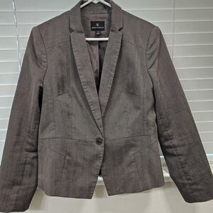 Worthington Grey Herringbone Single-Button Blazer